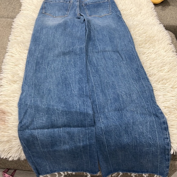 Blank NYC The Franklin Ribcage Wide Leg Jeans in Sunset Rider Distressed Blue - Picture 8 of 8